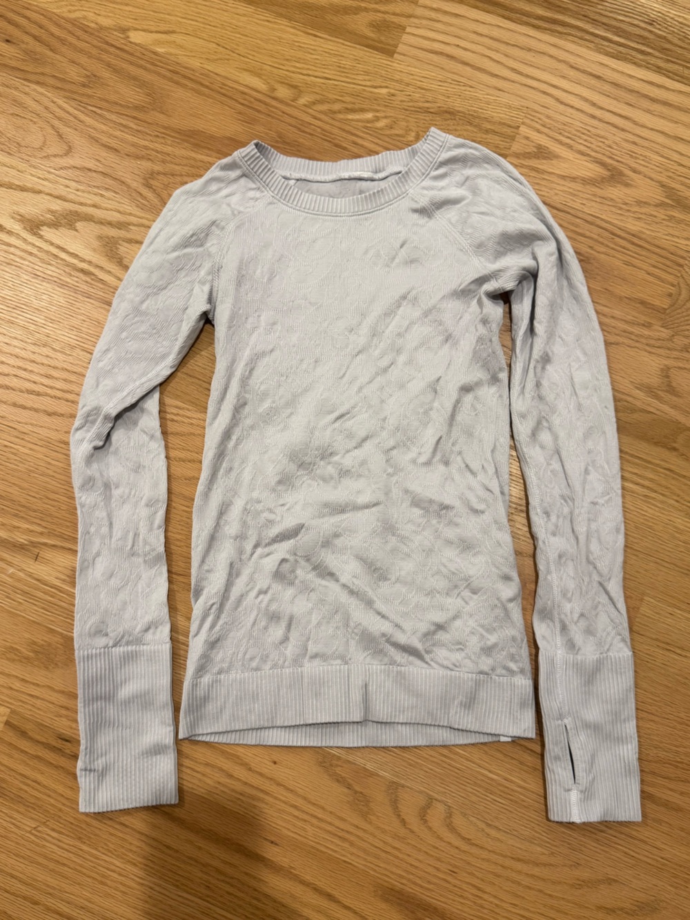 Lululemon White Floral Textured Long Sleeve Pullover Top